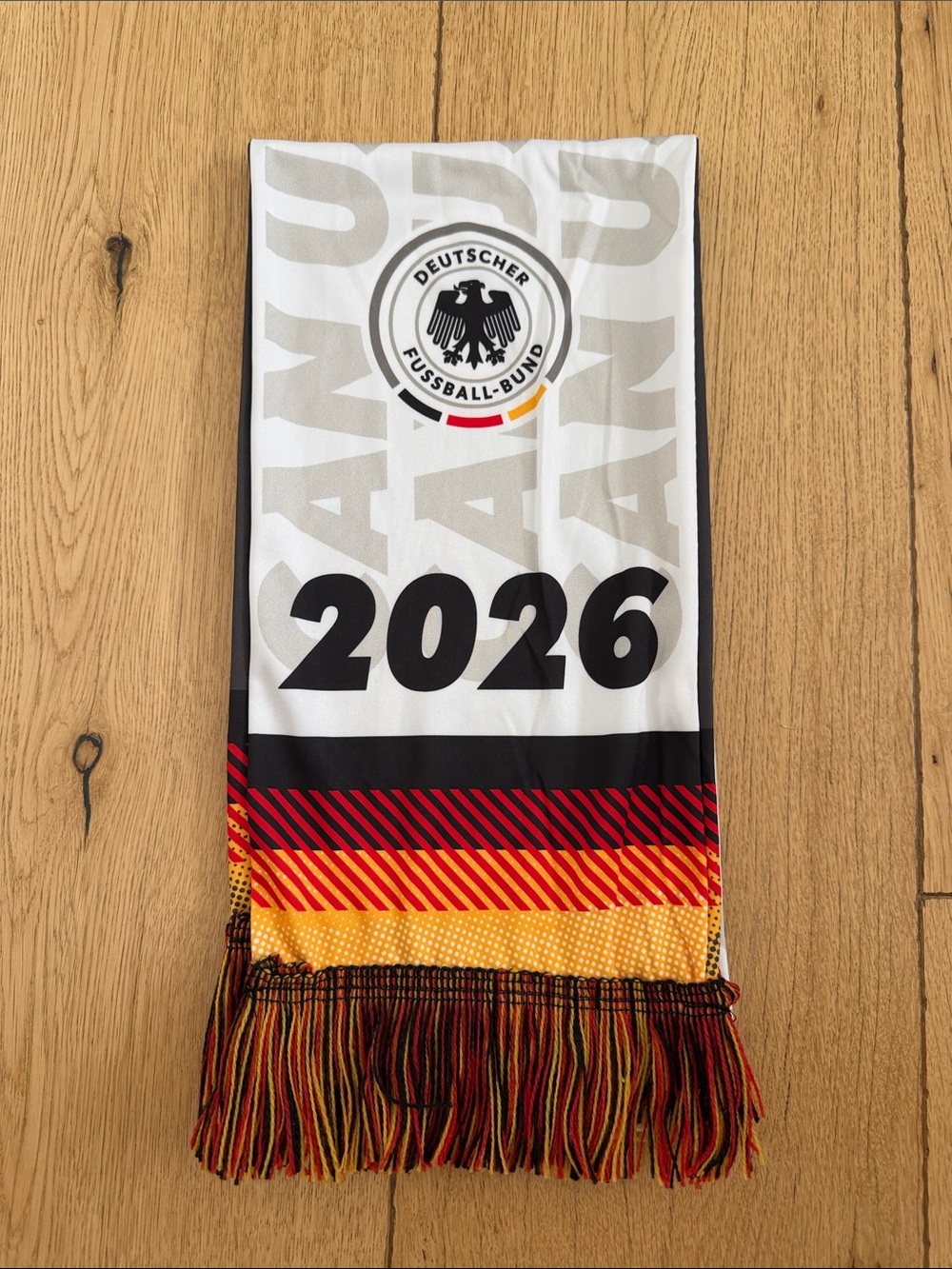 Germany 2026 Scarf with DFB Crest - White, Black, Red, Gold